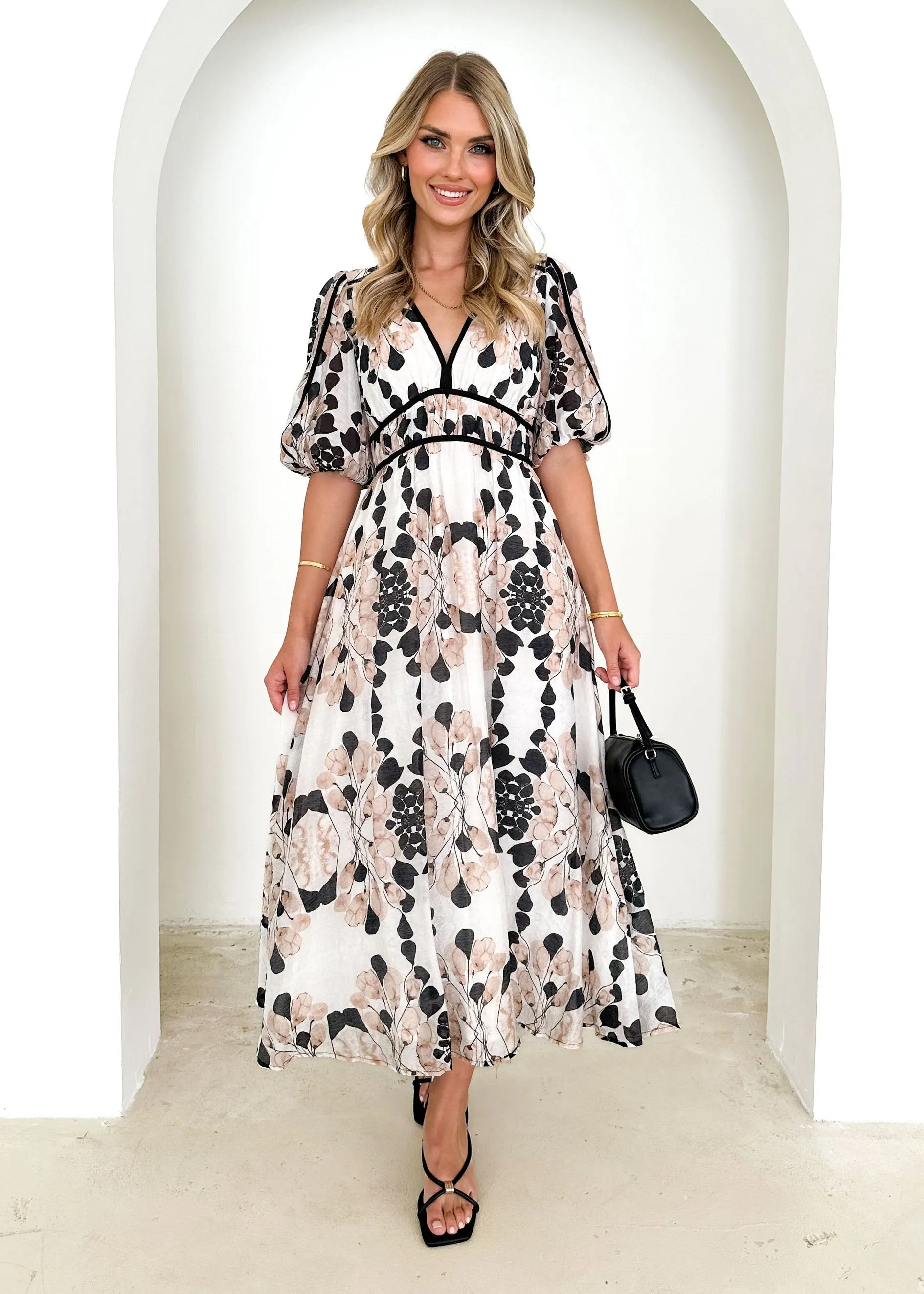 Della Maxi Dress - Beige Blossom sold by Gingham & Heels product image thumbnail 2