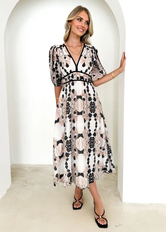 Della Maxi Dress - Beige Blossom sold by Gingham & Heels