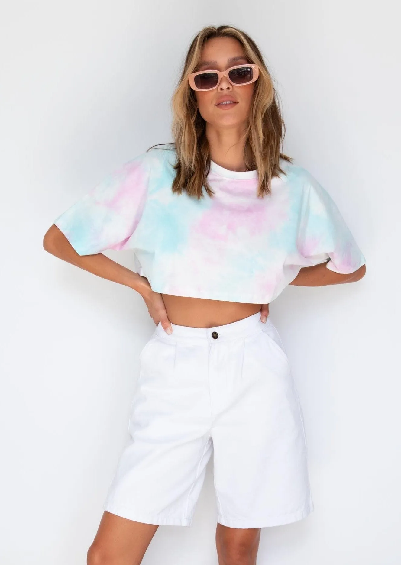 Camile Crop Tee - Candy Tie Dye sold by Gingham & Heels