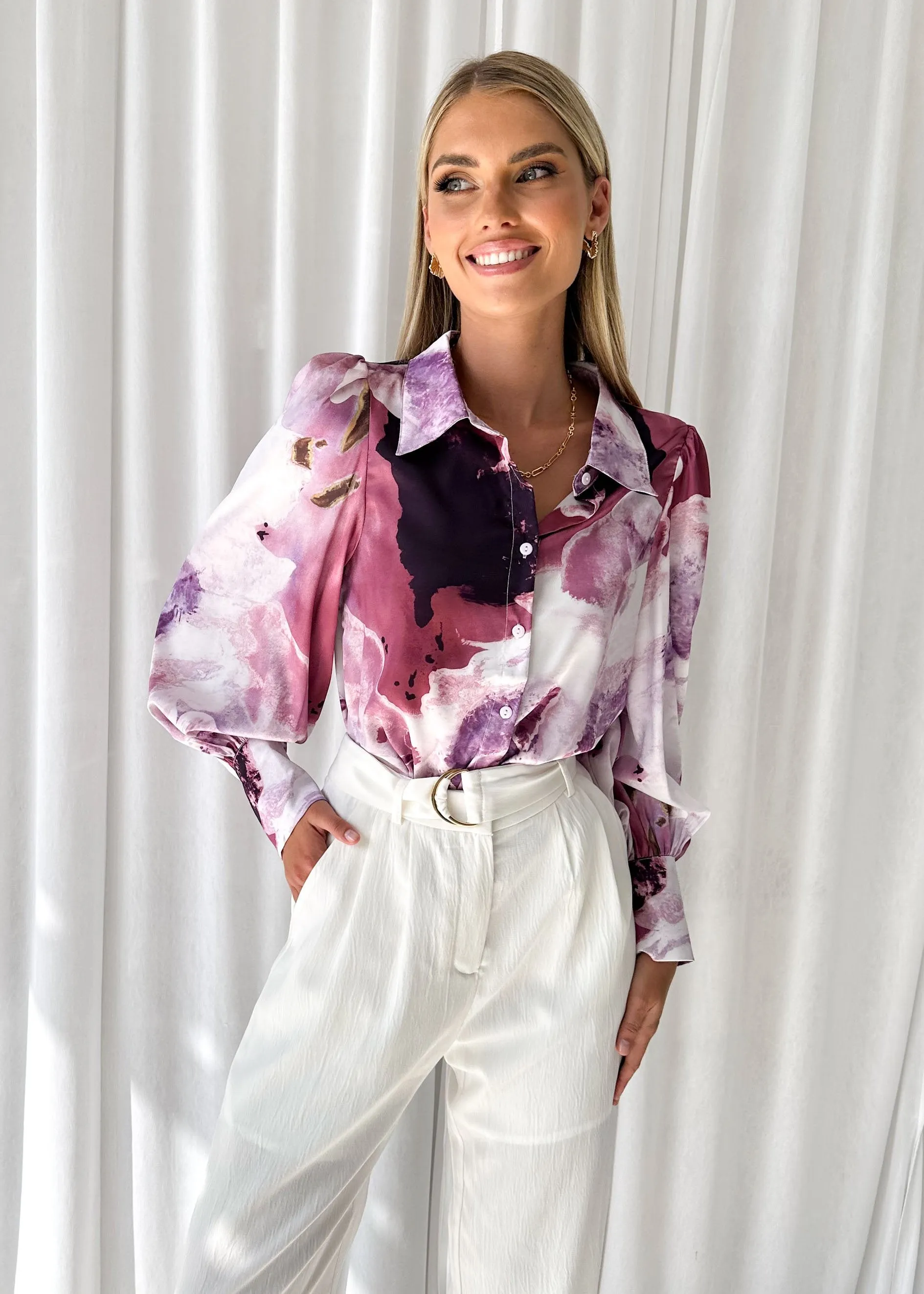 Pebla Shirt - Berry Splash sold by Gingham & Heels