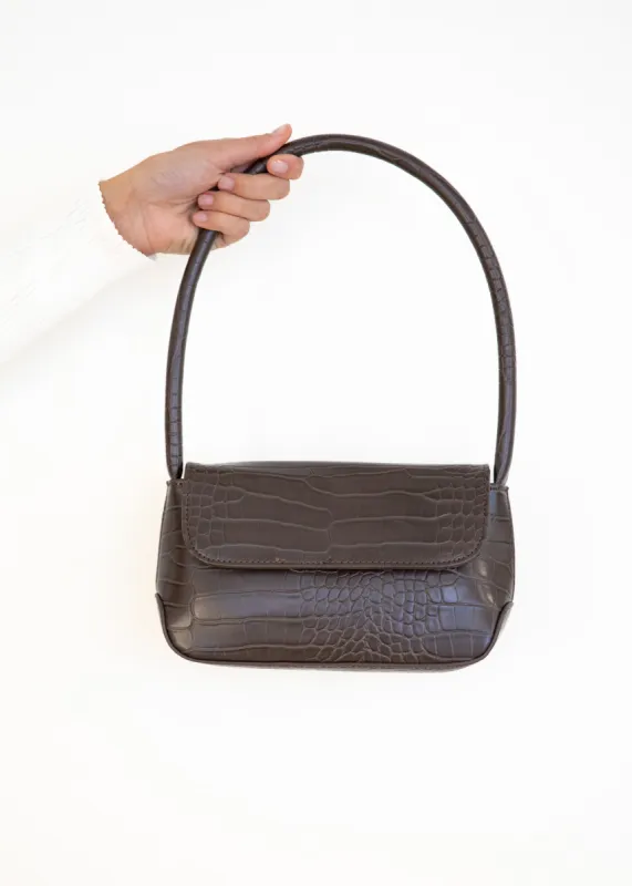 Izalia Shoulder Bag - Chocolate Croc sold by Gingham & Heels