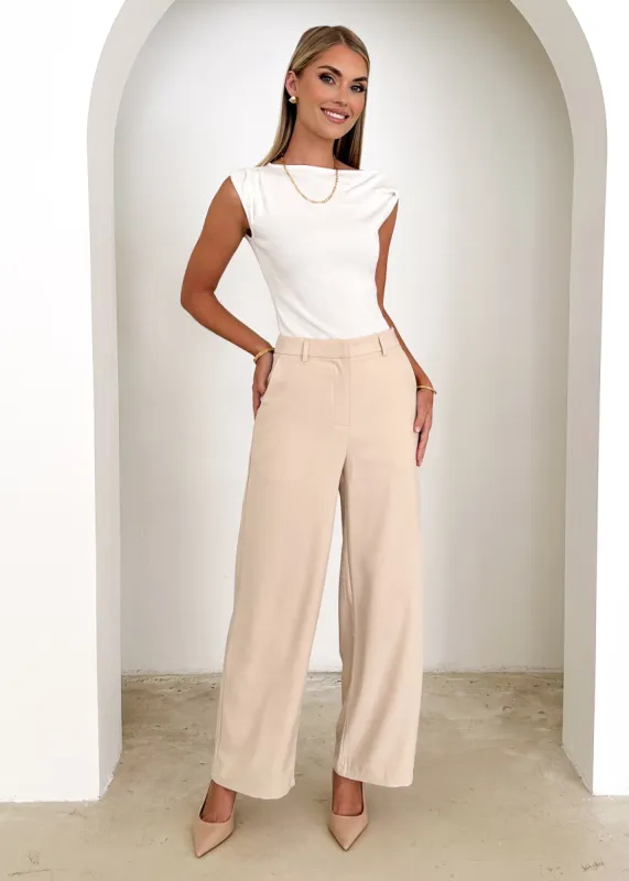 Lissoe Pants - Beige sold by Gingham & Heels