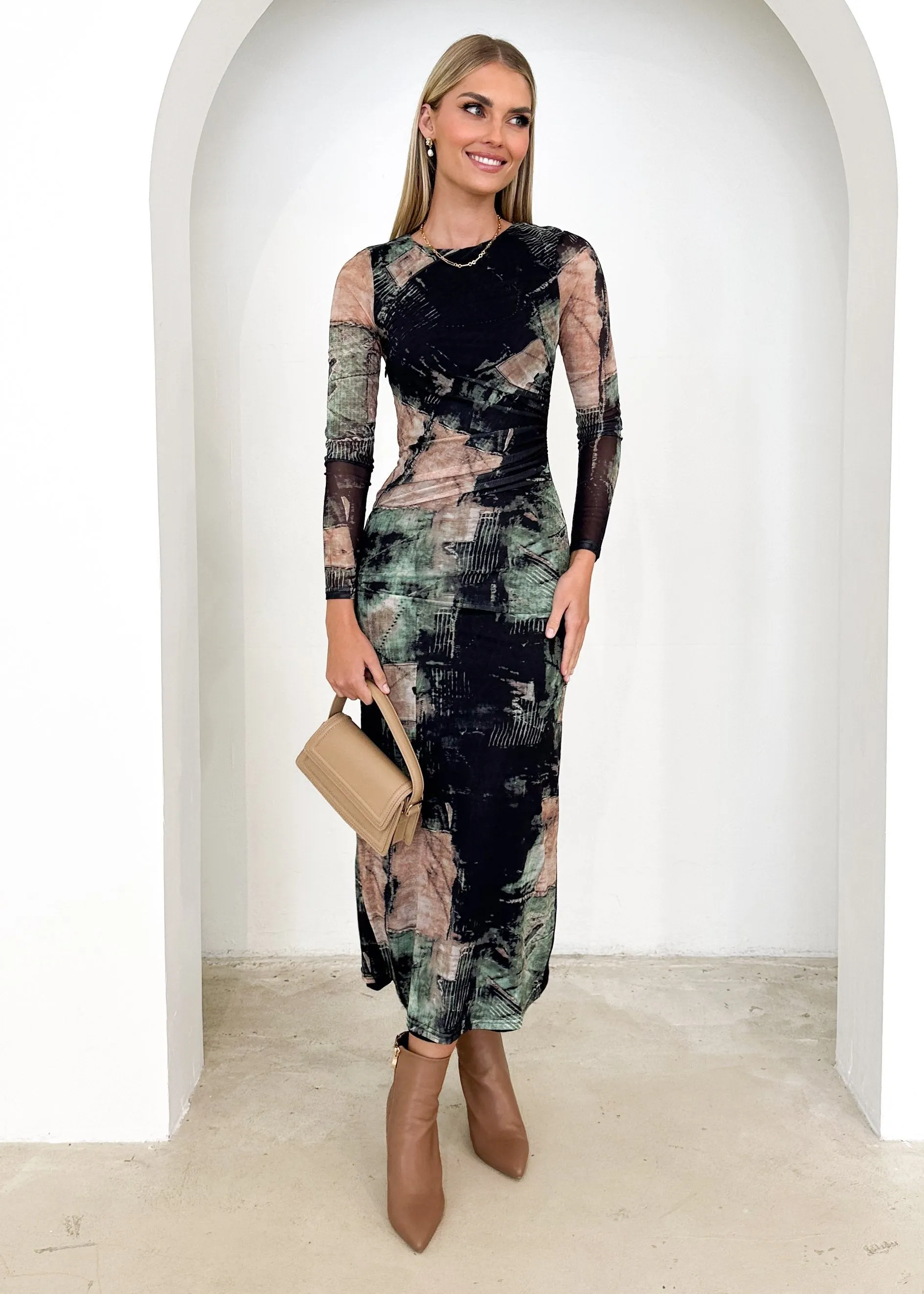 Leckra Mesh Maxi Dress - Fern Print sold by Gingham & Heels product image thumbnail 5