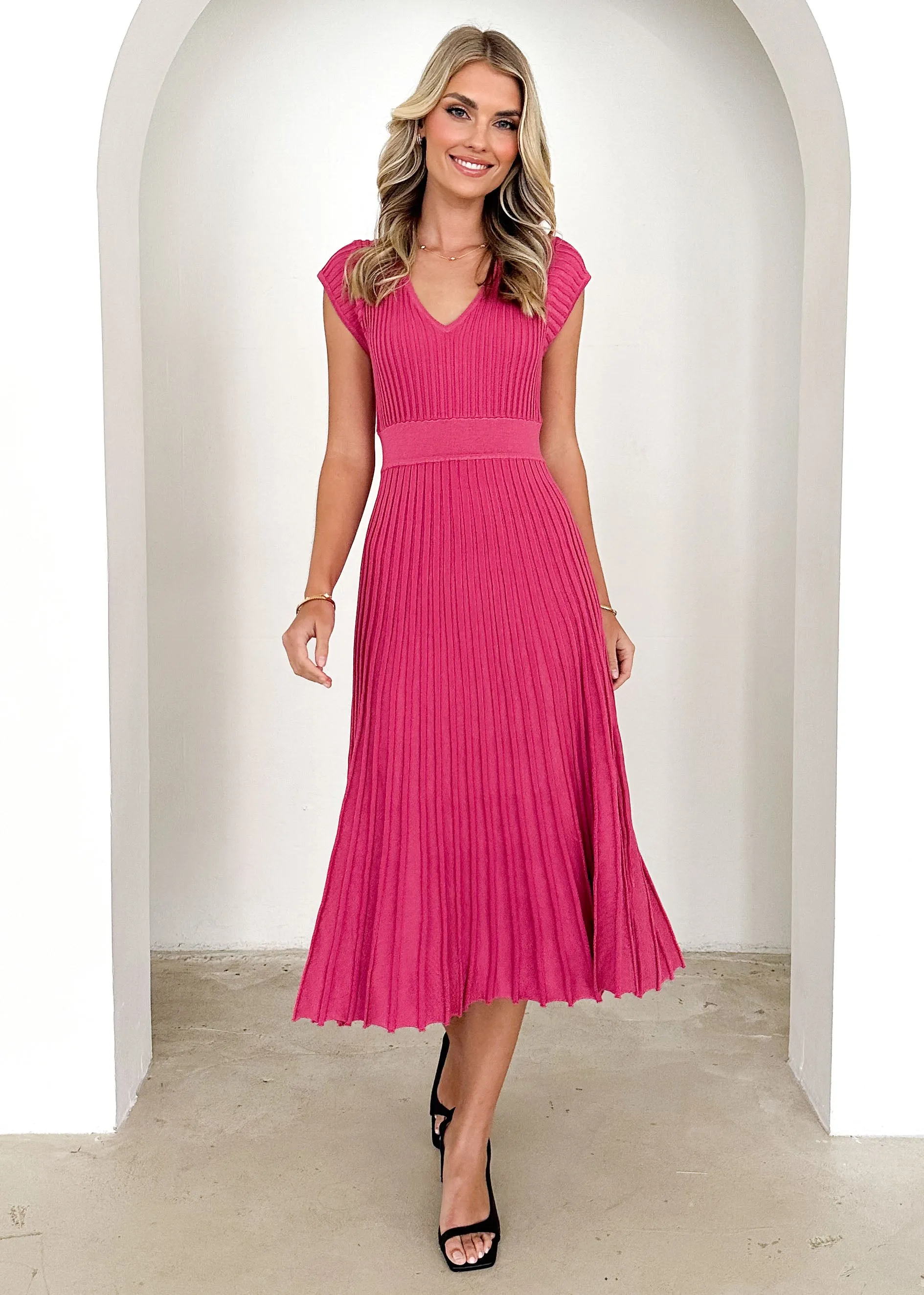 Zevah Knit Midi Dress - Rose Pink sold by Gingham & Heels product image thumbnail 5