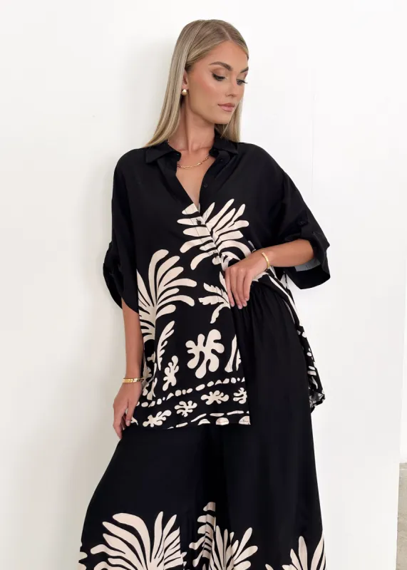 Rae Shirt - Noir Palm sold by Gingham & Heels