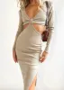 Newport Cut-out Knit Midi Dress - Latte sold by Gingham & Heels