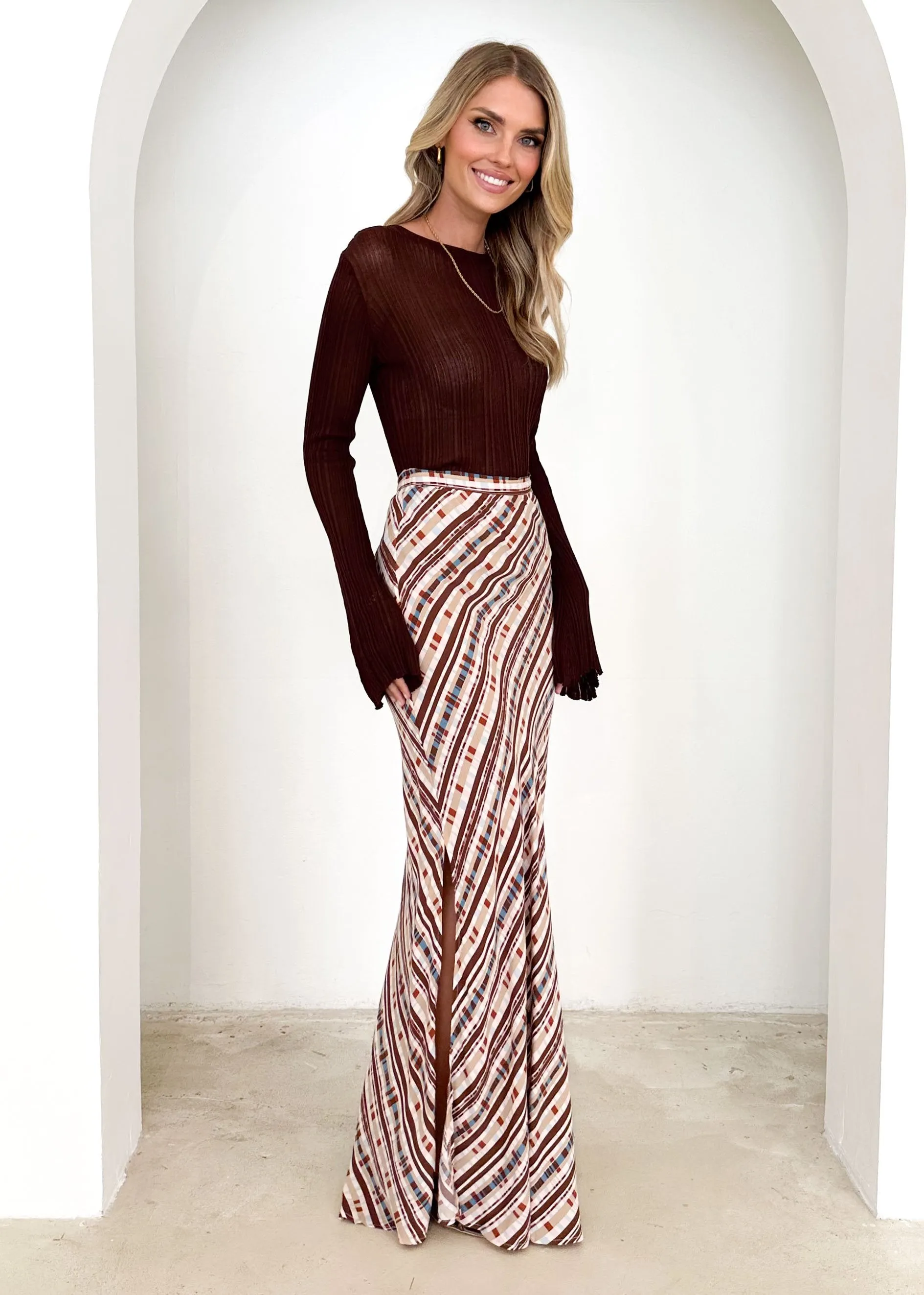 Dette Maxi Skirt - Choc Geneva sold by Gingham & Heels product image thumbnail 4