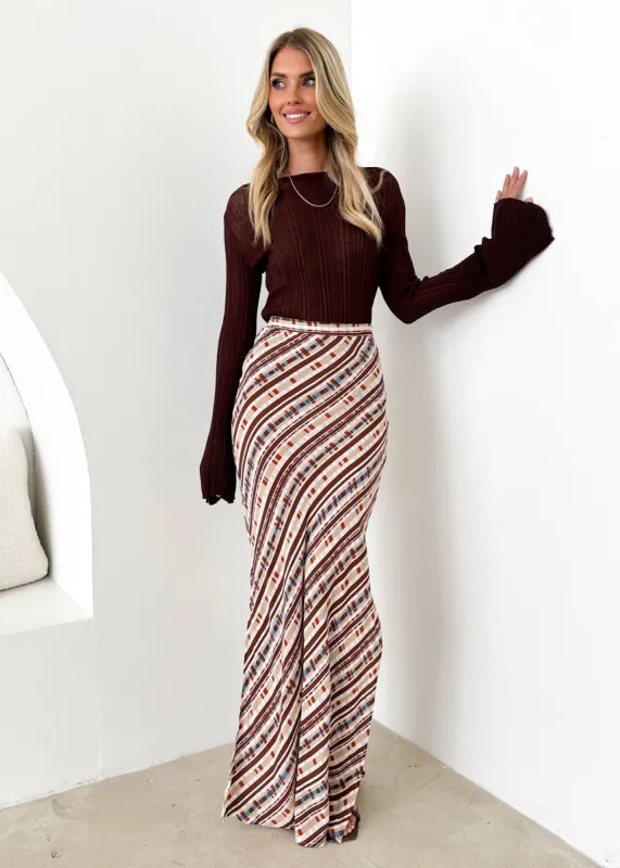 Dette Maxi Skirt - Choc Geneva sold by Gingham & Heels