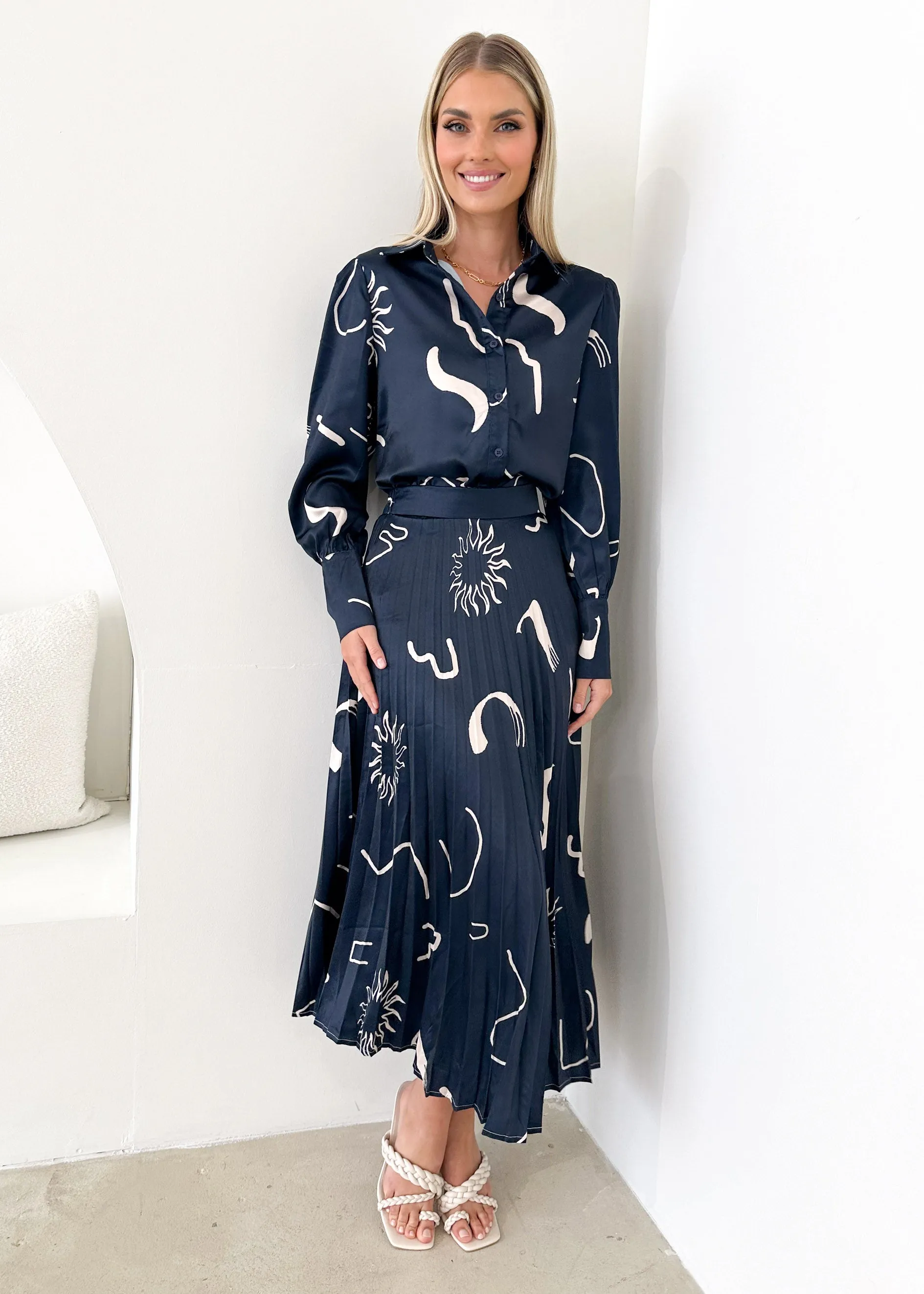 Lylia Shirt - Navy Abstract sold by Gingham & Heels product image thumbnail 4