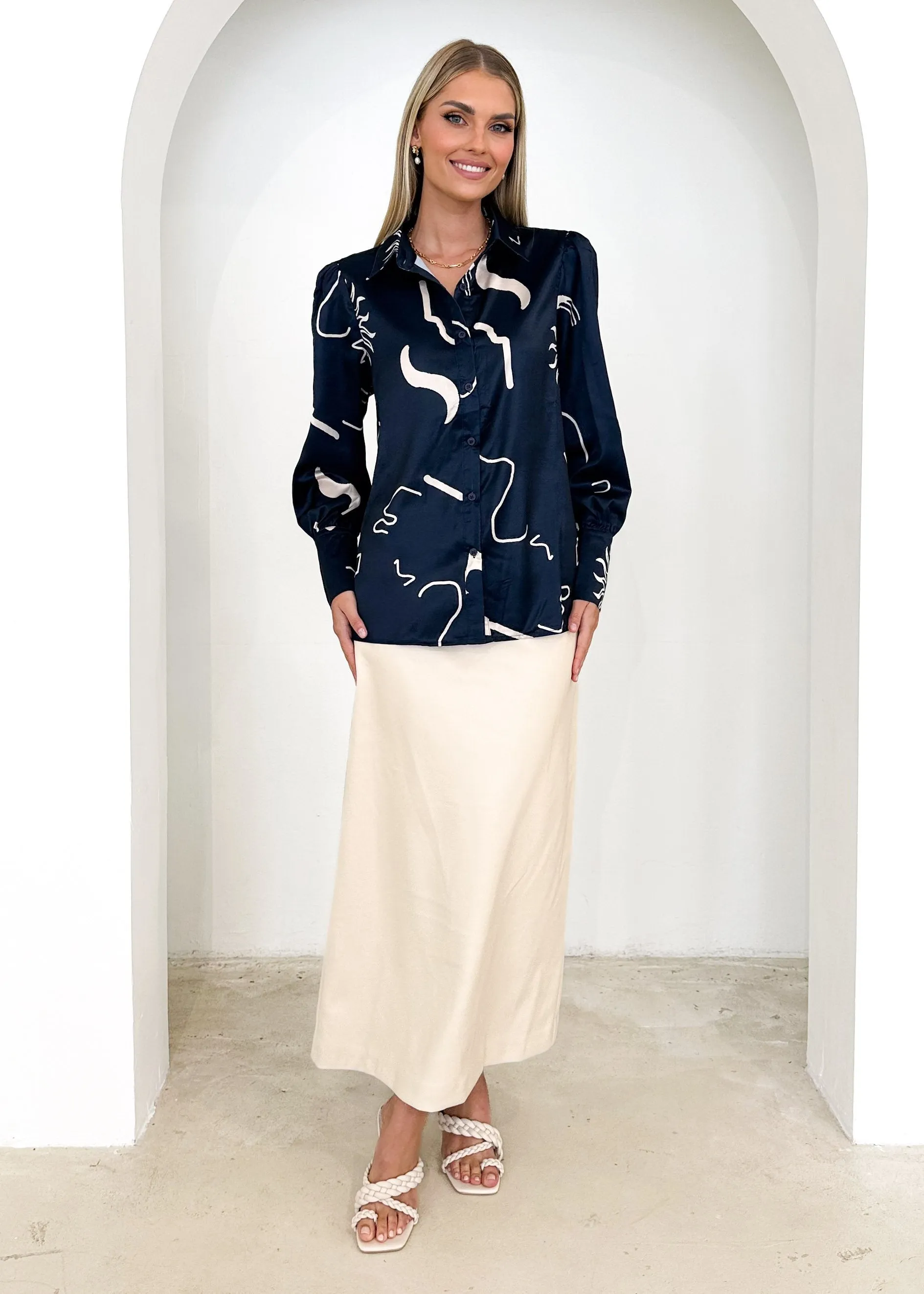 Lylia Shirt - Navy Abstract sold by Gingham & Heels product image thumbnail 5
