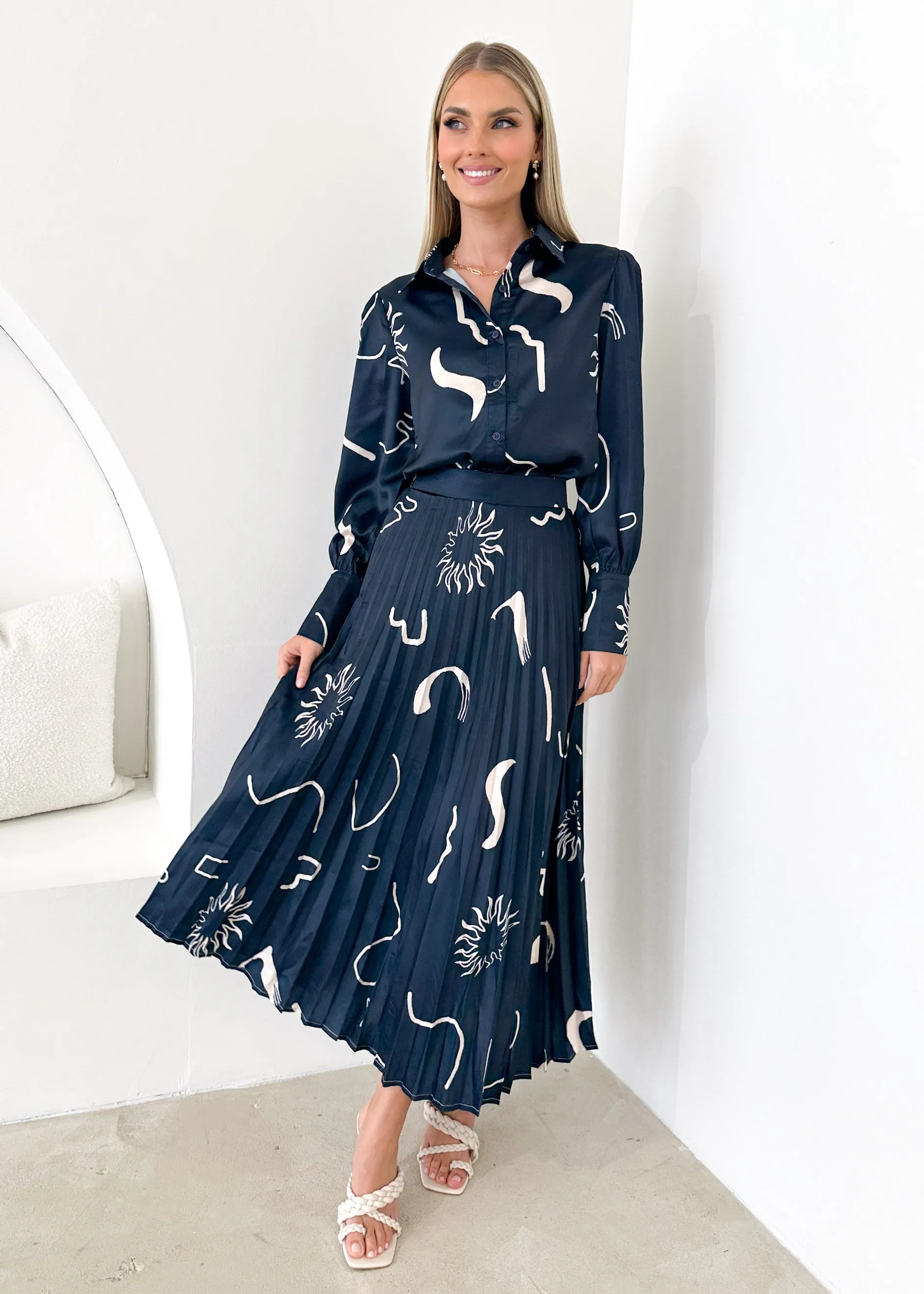 Lylia Shirt - Navy Abstract sold by Gingham & Heels product image thumbnail 2