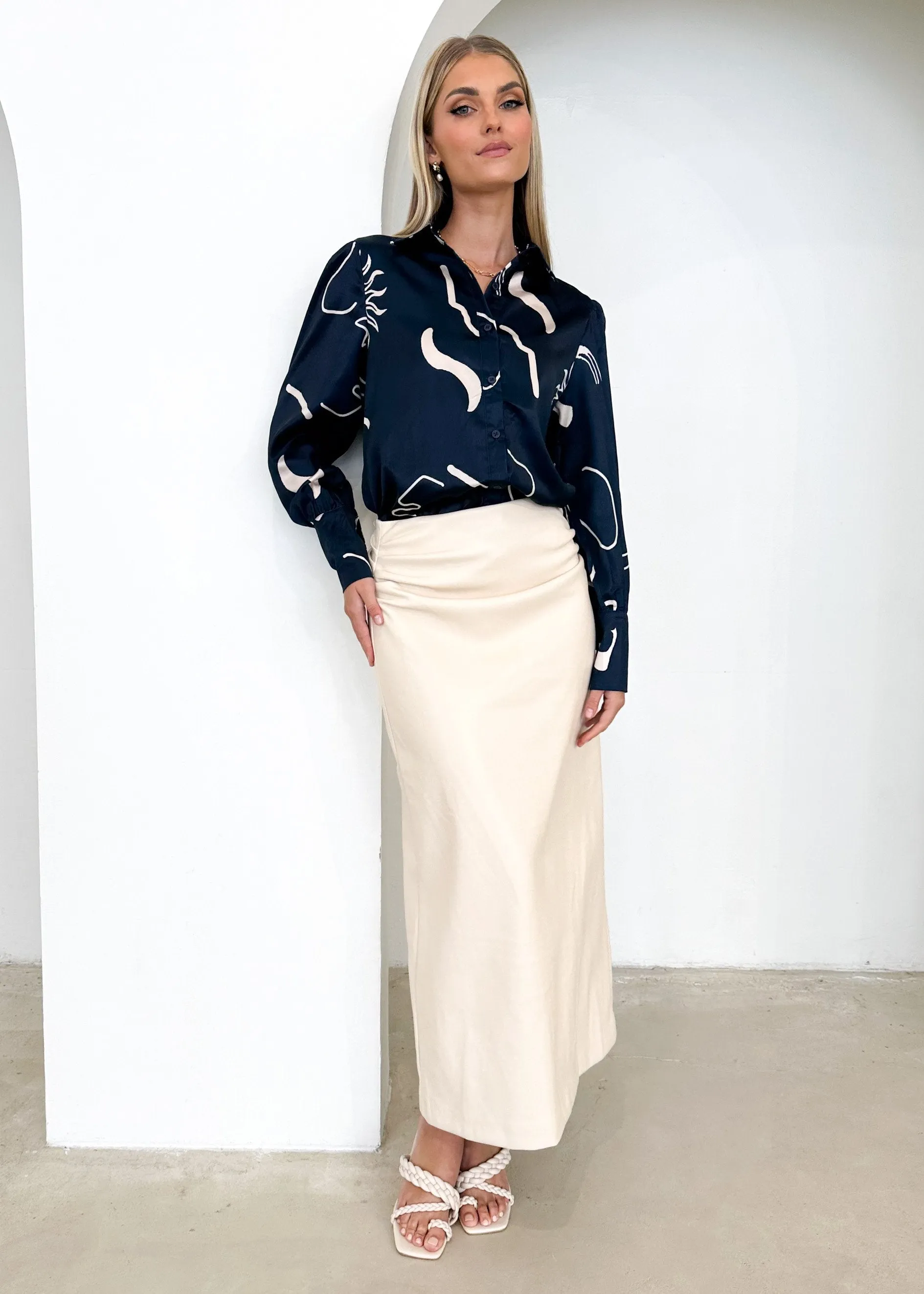 Lylia Shirt - Navy Abstract sold by Gingham & Heels product image thumbnail 3