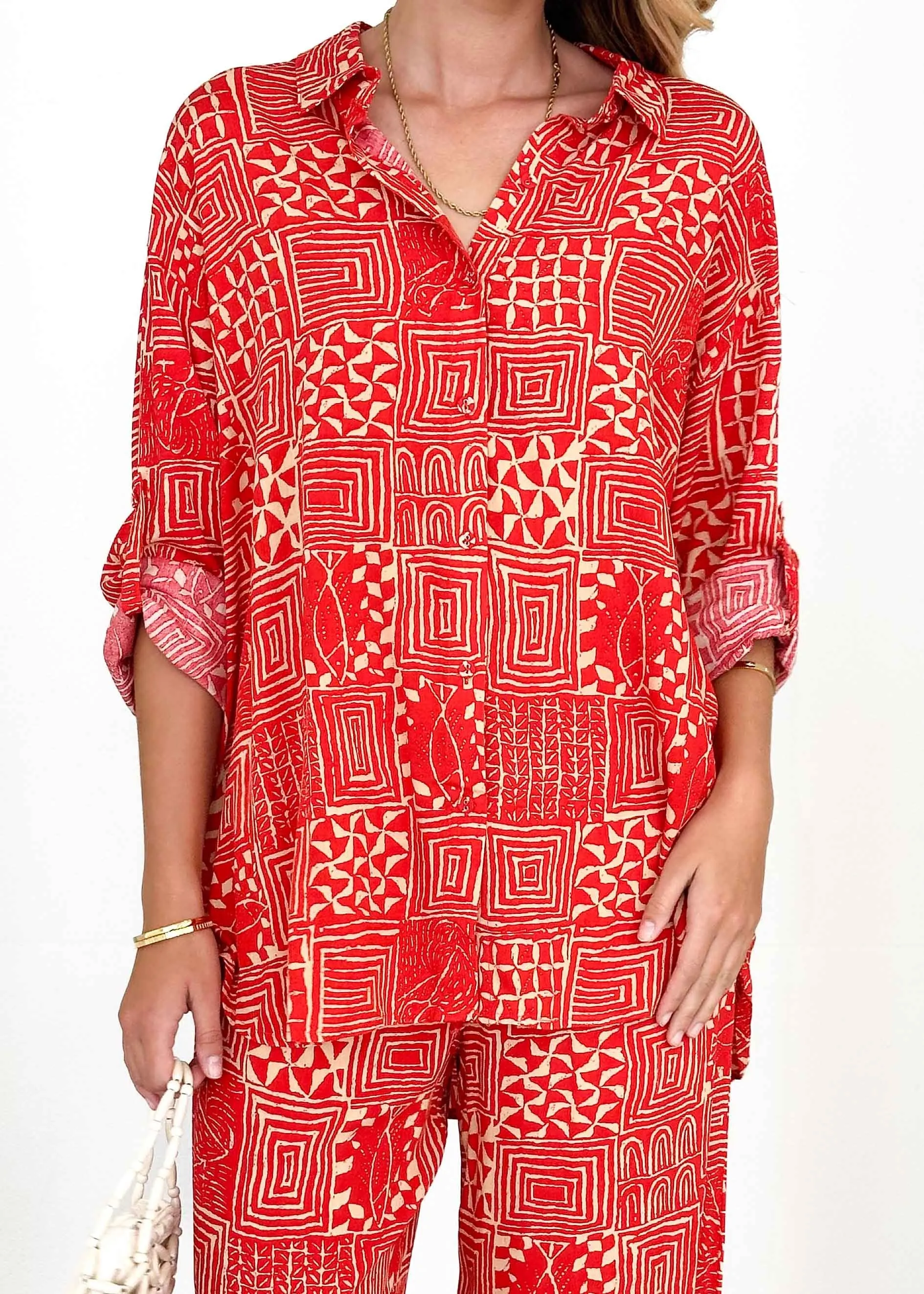 Antonella Pants - Red Abstract sold by Gingham & Heels product image thumbnail 5