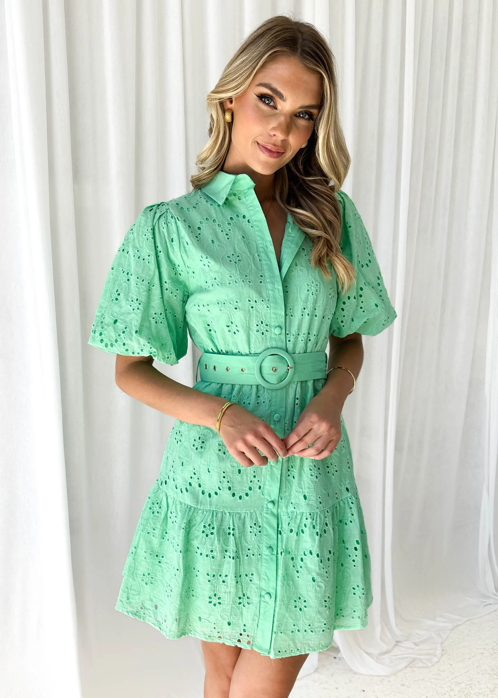 Joleena Dress - Mint Anglaise sold by Gingham & Heels product image thumbnail 5