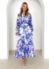 Amelie Maxi Dress - Blue Watercolour sold by Gingham & Heels