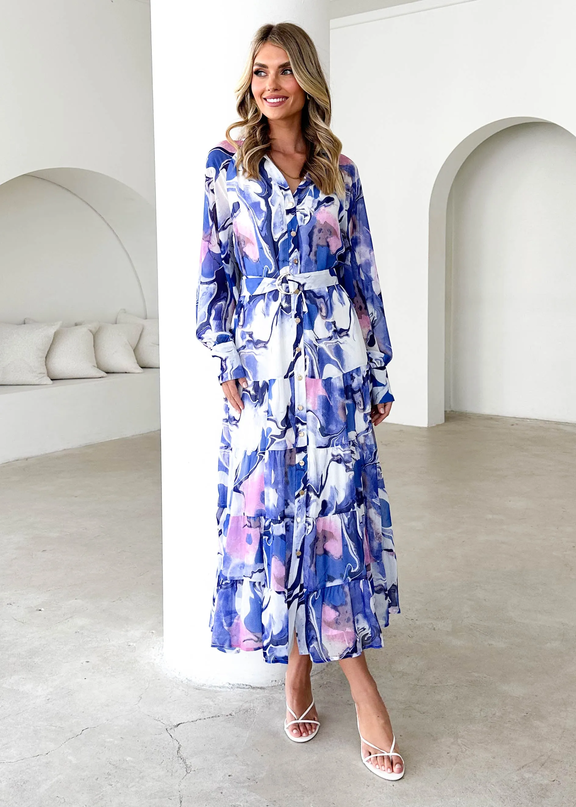 Amelie Maxi Dress - Blue Watercolour sold by Gingham & Heels product image thumbnail 2