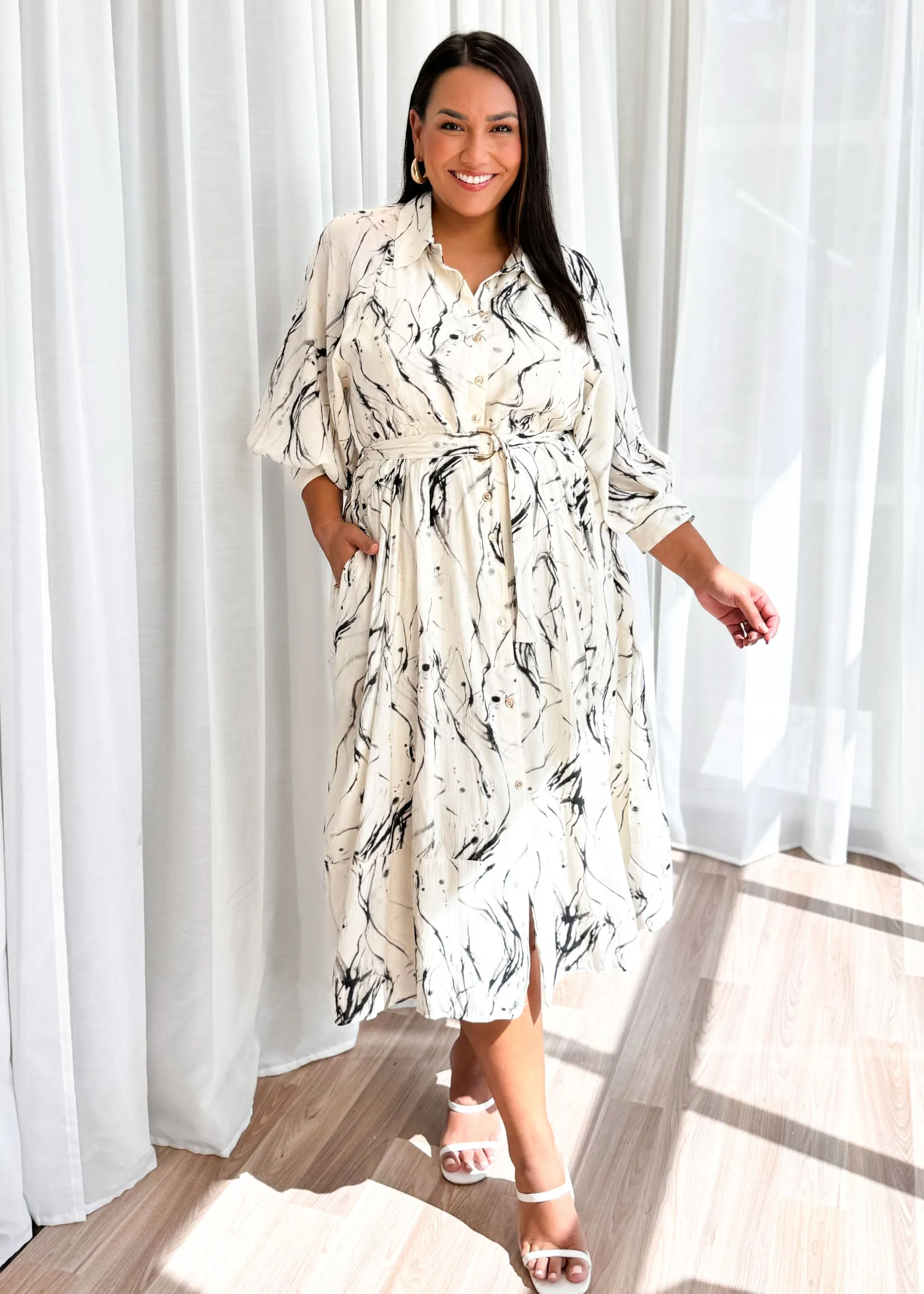 Bonnie Midi Dress - Black Swirl sold by Gingham & Heels product image thumbnail 3