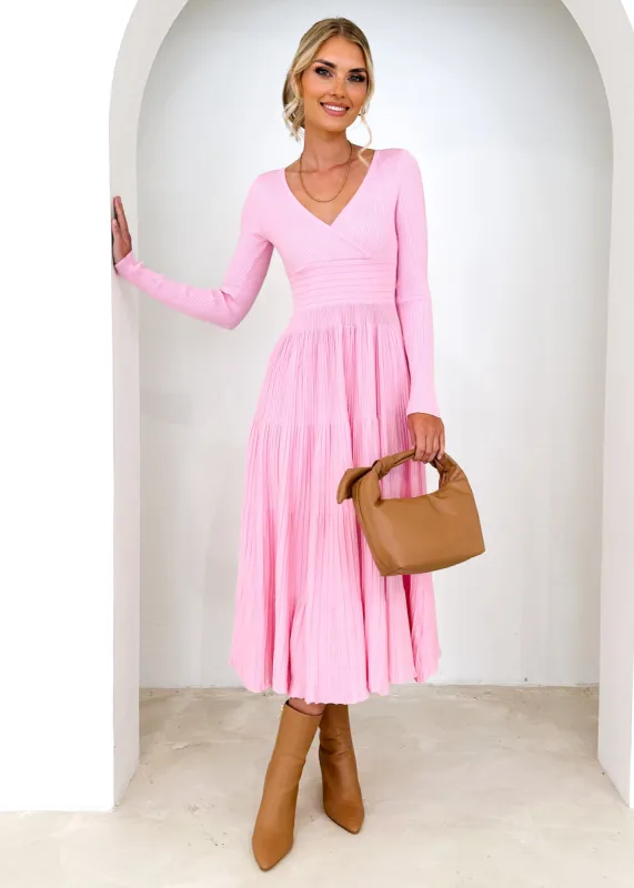 Alise Knit Midi Dress - Pink sold by Gingham & Heels