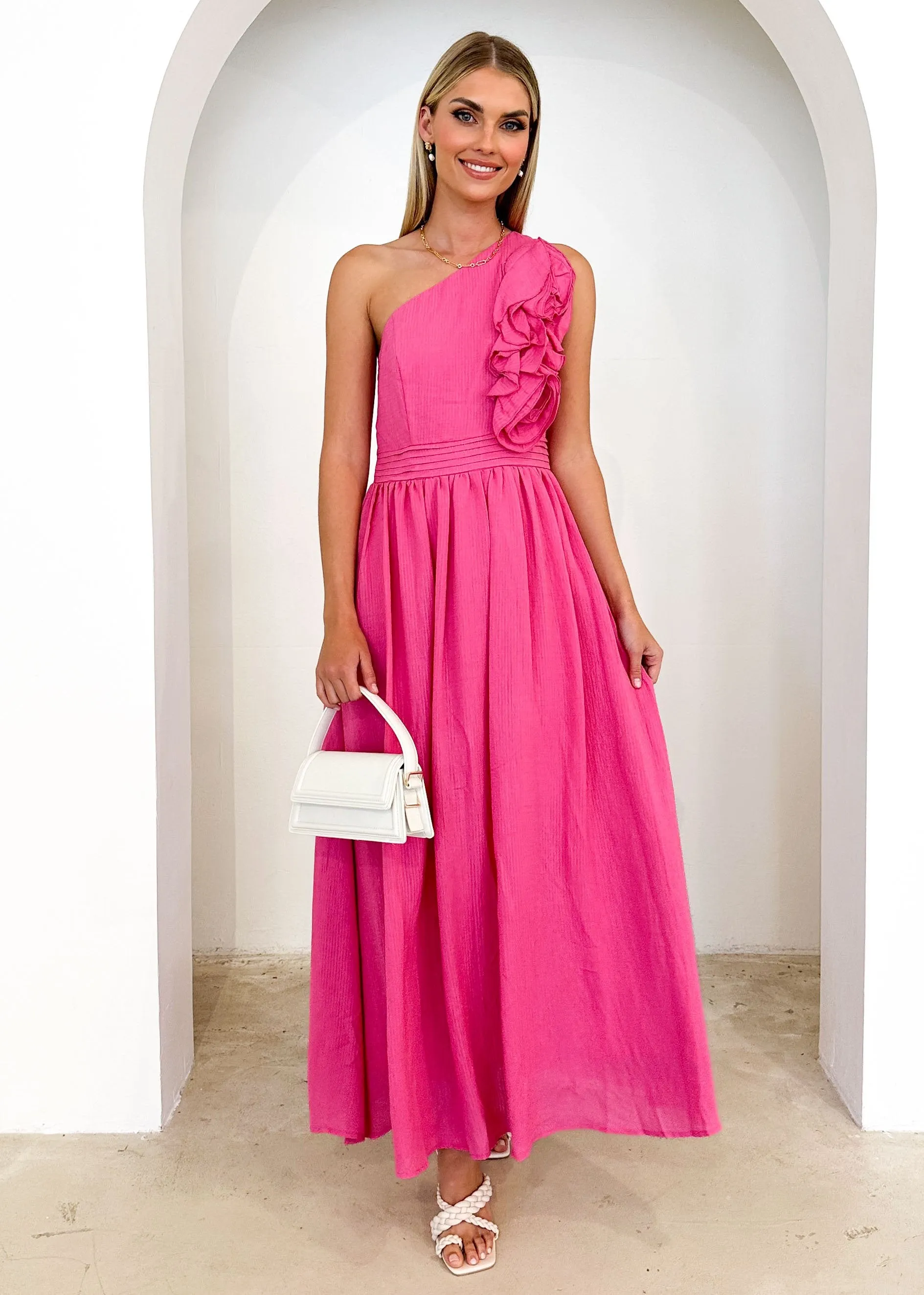 Essja One Shoulder Midi Dress - Pink sold by Gingham & Heels product image thumbnail 3