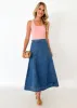 Felco Denim Midi Skirt - Mid Blue sold by Gingham & Heels