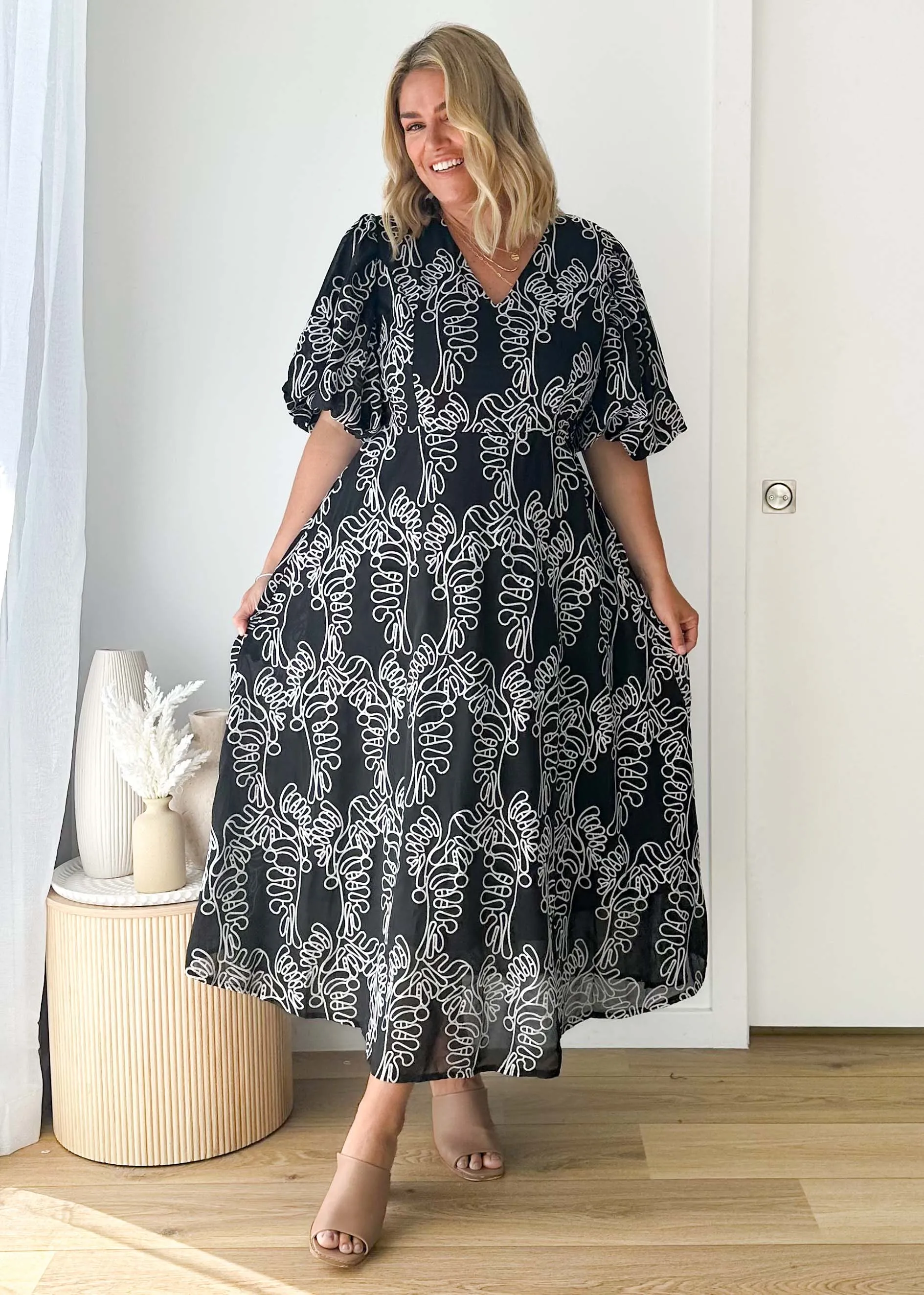 Ninetta Midi Dress - Black Embroidered sold by Gingham & Heels product image thumbnail 2