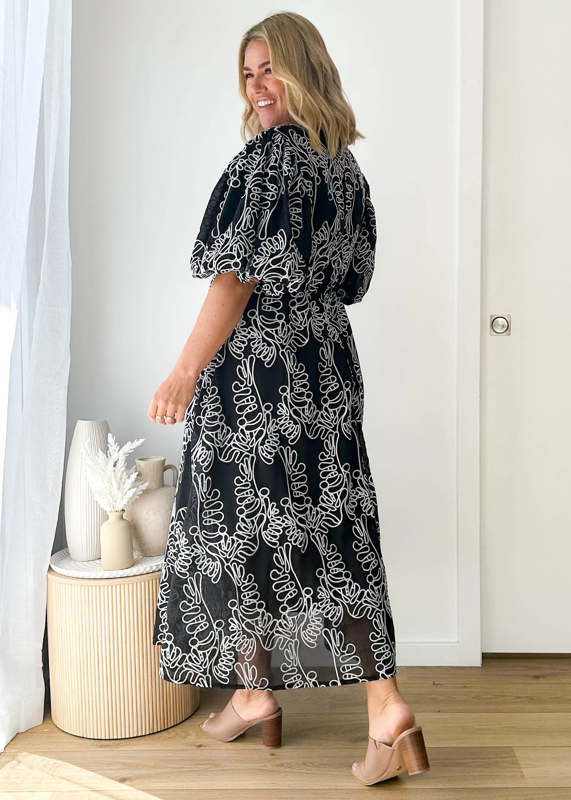 Ninetta Midi Dress - Black Embroidered sold by Gingham & Heels product image thumbnail 4
