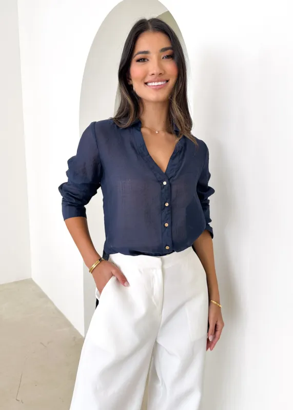 Ancy Shirt - Navy sold by Gingham & Heels
