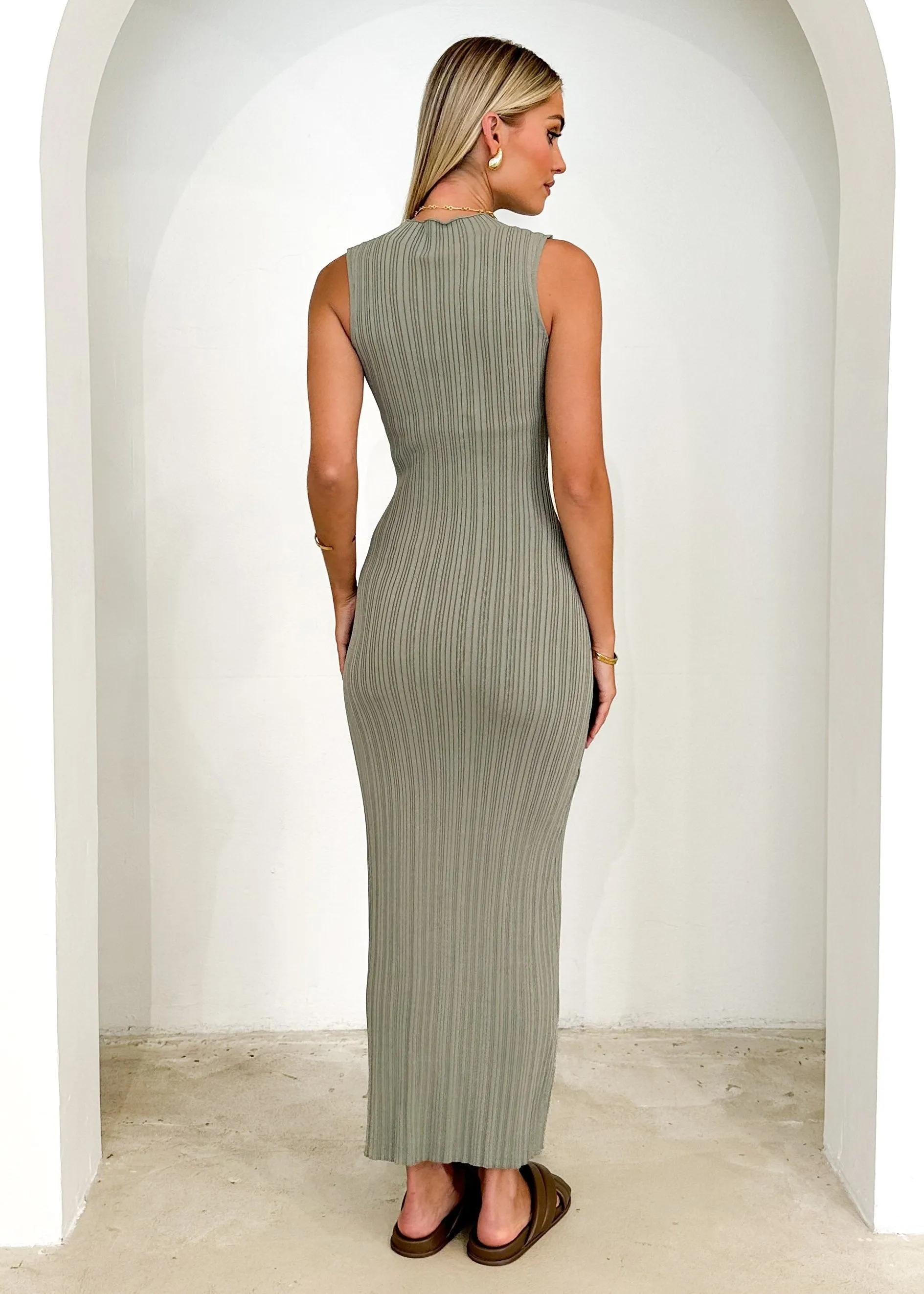 Edsoe Knit Midi Dress - Sage sold by Gingham & Heels product image thumbnail 5