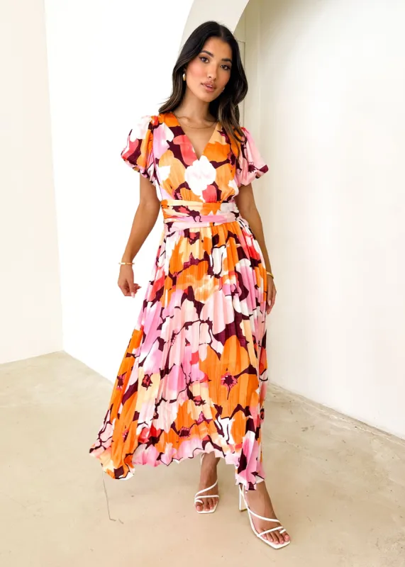 Cecile Midi Dress - Pink Floral sold by Gingham & Heels