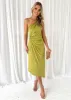 Dacer One Shoulder Midi Dress - Lime sold by Gingham & Heels