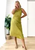 Dacer One Shoulder Midi Dress - Lime sold by Gingham & Heels