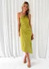 Dacer One Shoulder Midi Dress - Lime sold by Gingham & Heels