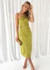 Dacer One Shoulder Midi Dress - Lime sold by Gingham & Heels
