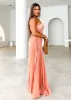Corinne One Shoulder Midi Dress - Peach sold by Gingham & Heels