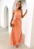 Corinne One Shoulder Midi Dress - Peach sold by Gingham & Heels