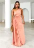 Corinne One Shoulder Midi Dress - Peach sold by Gingham & Heels