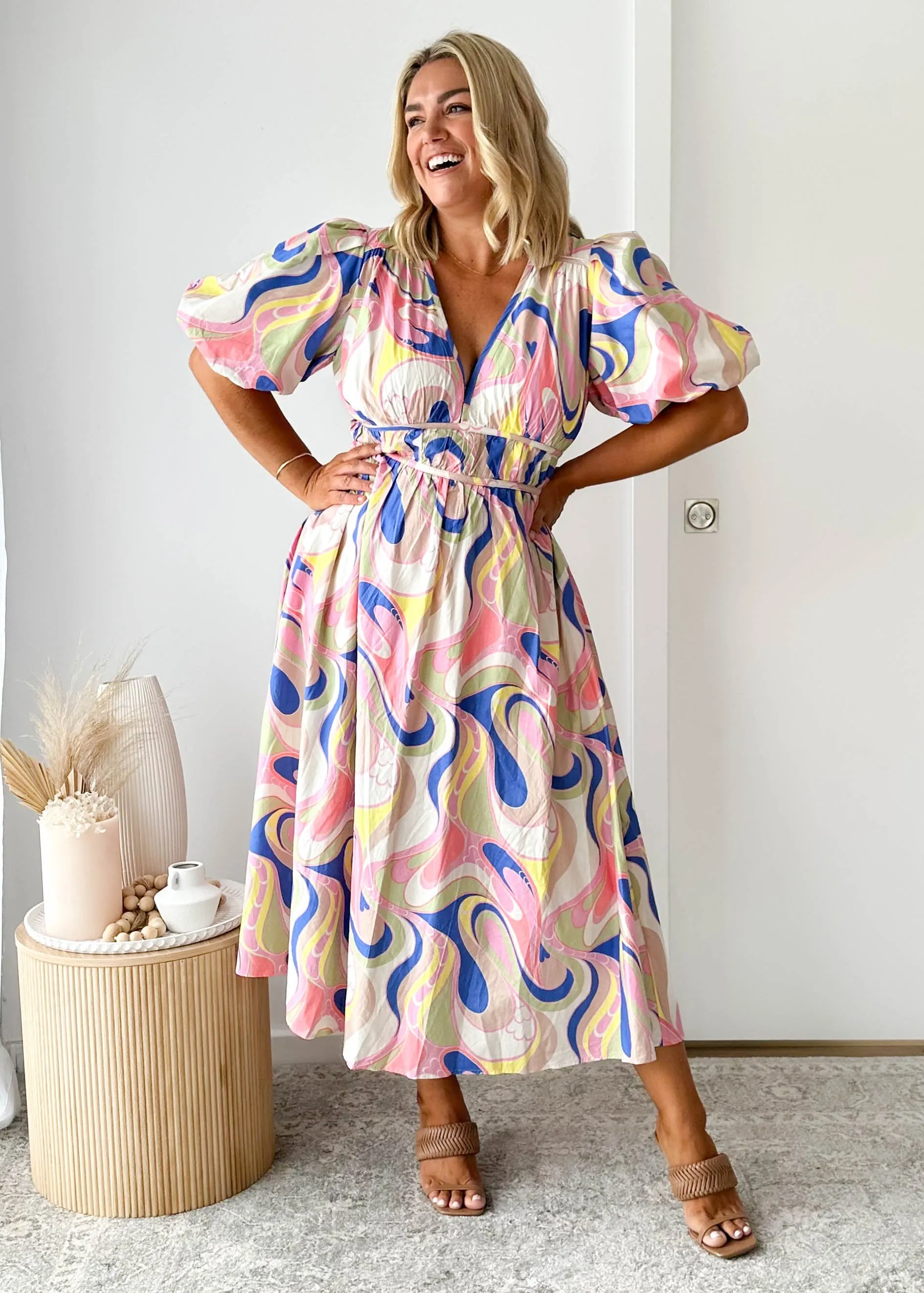 Zanette Midi Dress - Blue Multi sold by Gingham & Heels product image thumbnail 3