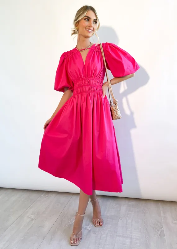 Alexia Midi Dress - Hot Pink sold by Gingham & Heels