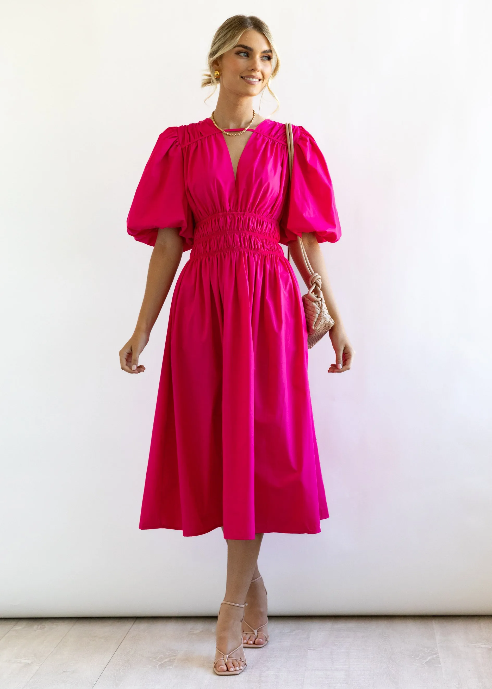 Alexia Midi Dress - Hot Pink sold by Gingham & Heels product image thumbnail 5