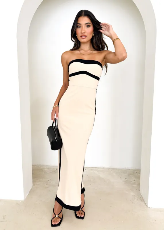 Athena Strapless Maxi Dress - Nude sold by Gingham & Heels