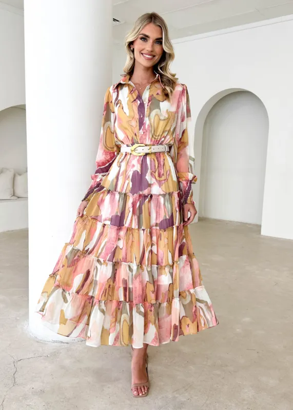 Brigette Maxi Dress - Fig Swirl sold by Gingham & Heels