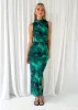Jacey Mesh Maxi Dress - Emerald Watercolour sold by Gingham & Heels