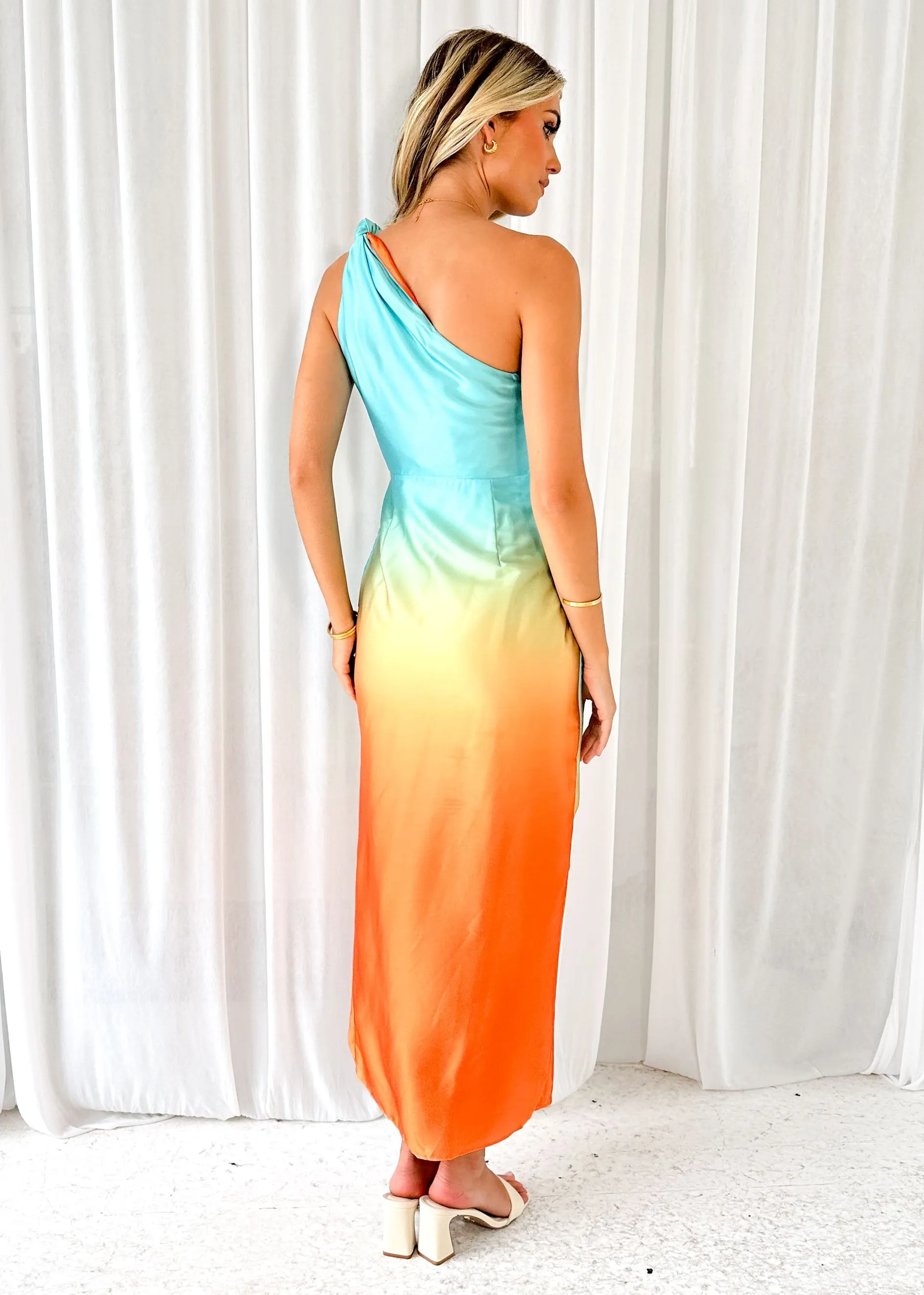 Parcha One Shoulder Midi Dress - Aqua Ombre sold by Gingham & Heels product image thumbnail 5