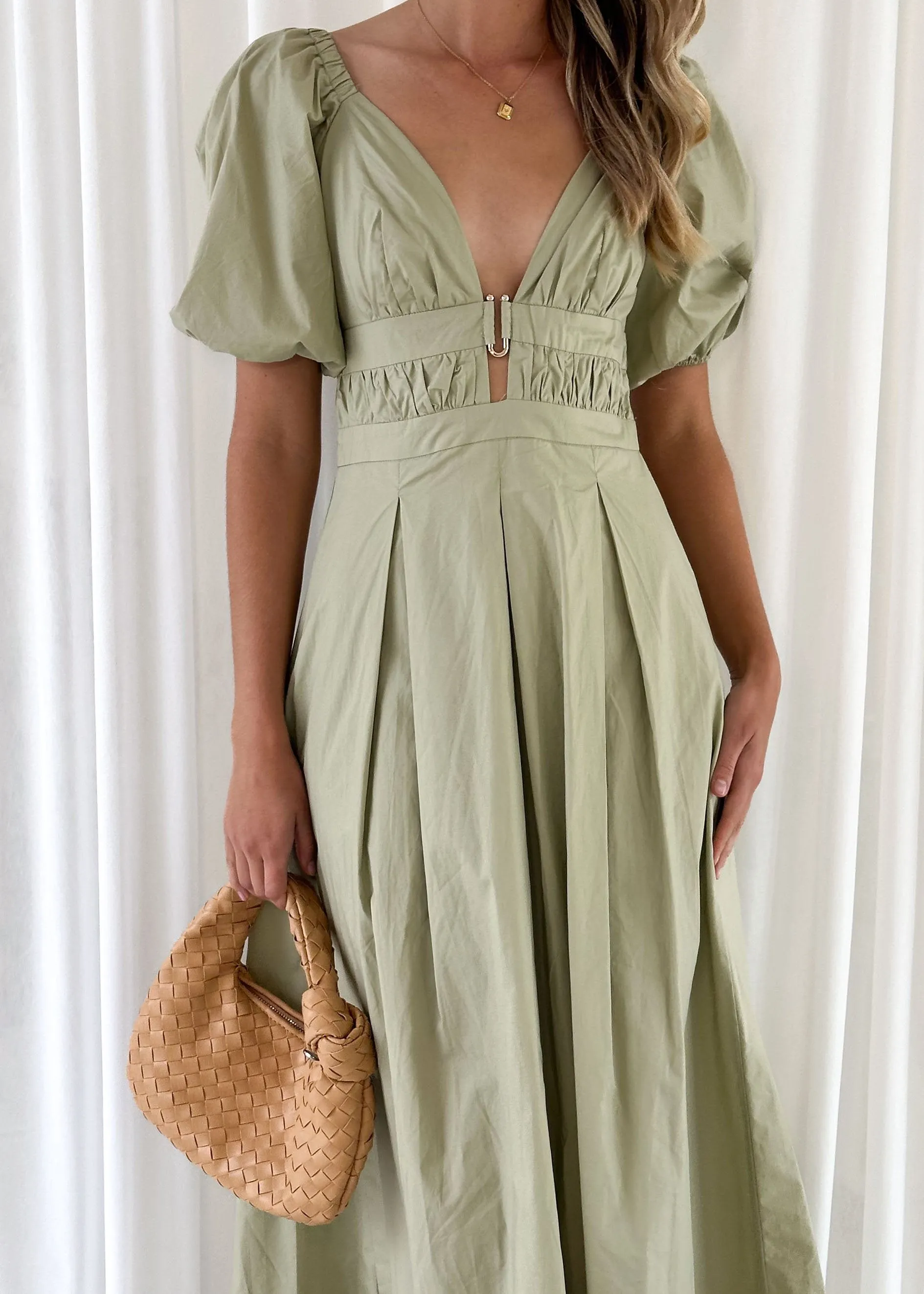Akari Midi Dress - Khaki sold by Gingham & Heels product image thumbnail 2