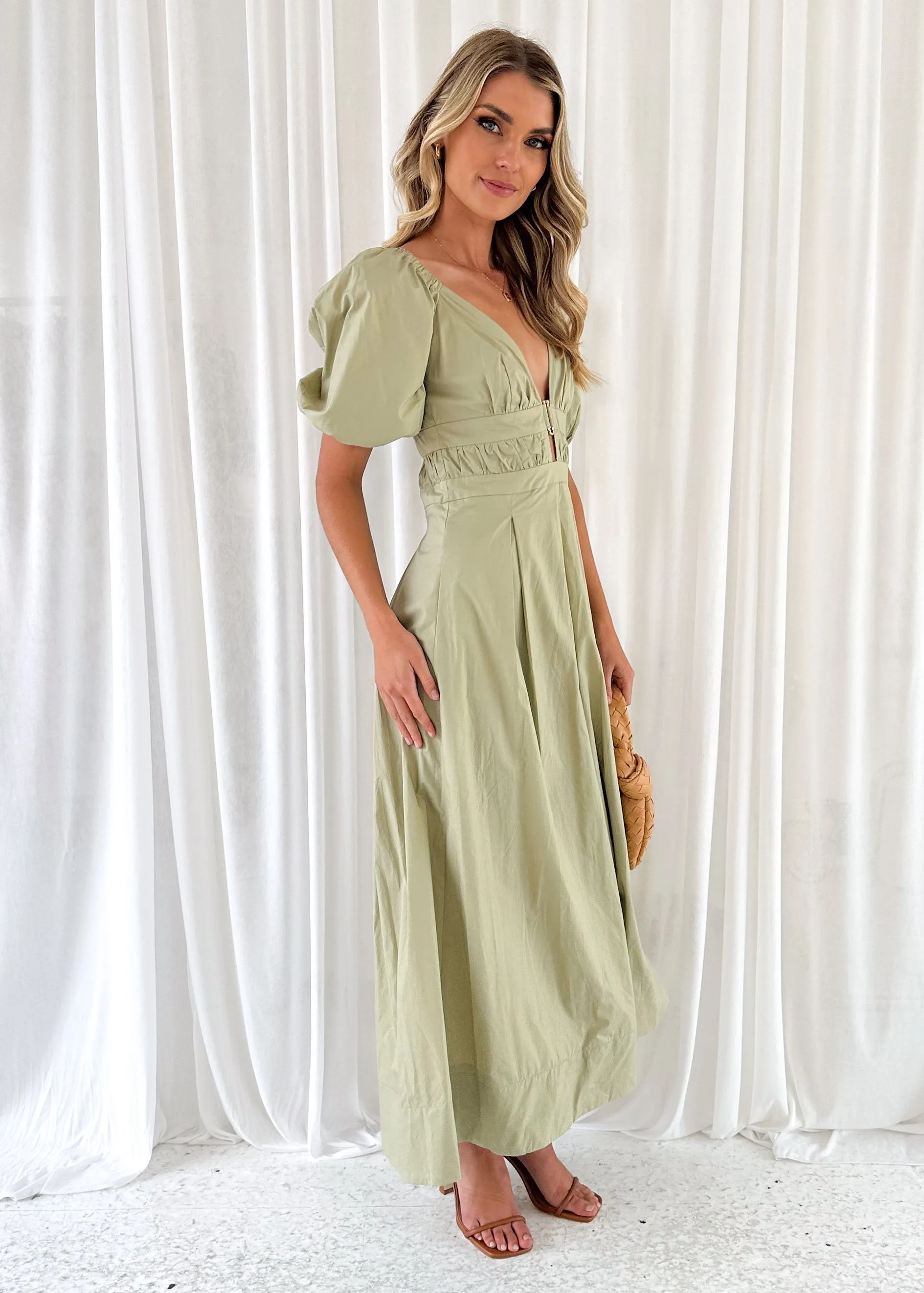 Akari Midi Dress - Khaki sold by Gingham & Heels product image thumbnail 4