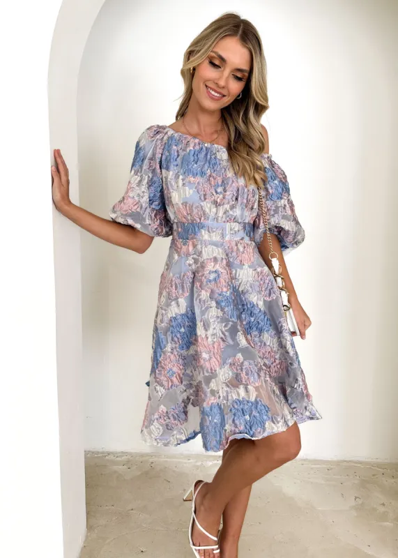 Charice Dress - Lilac Jacquard sold by Gingham & Heels