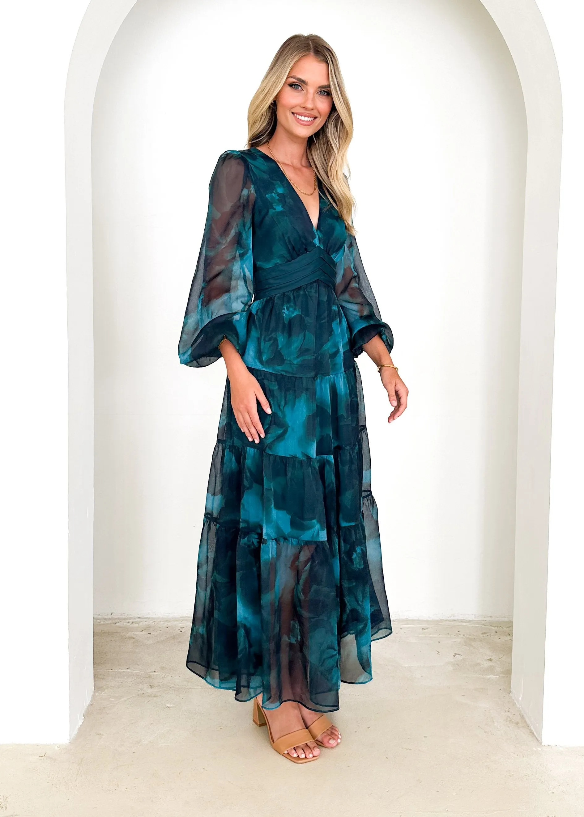 Gemser Maxi Dress - Deep Lagoon sold by Gingham & Heels product image thumbnail 4