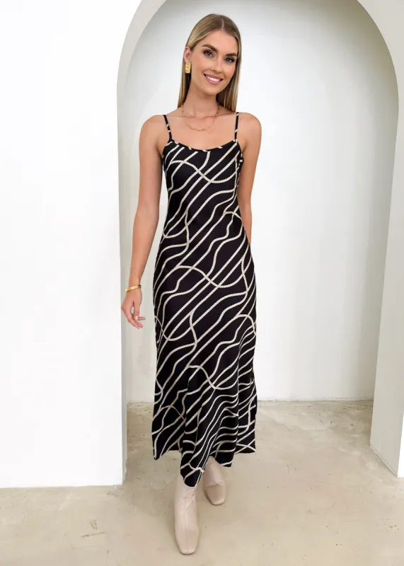 Magy Maxi Dress - Black Rope sold by Gingham & Heels
