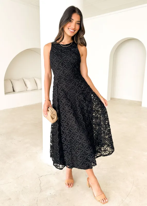 Daisi Midi Dress - Black sold by Gingham & Heels