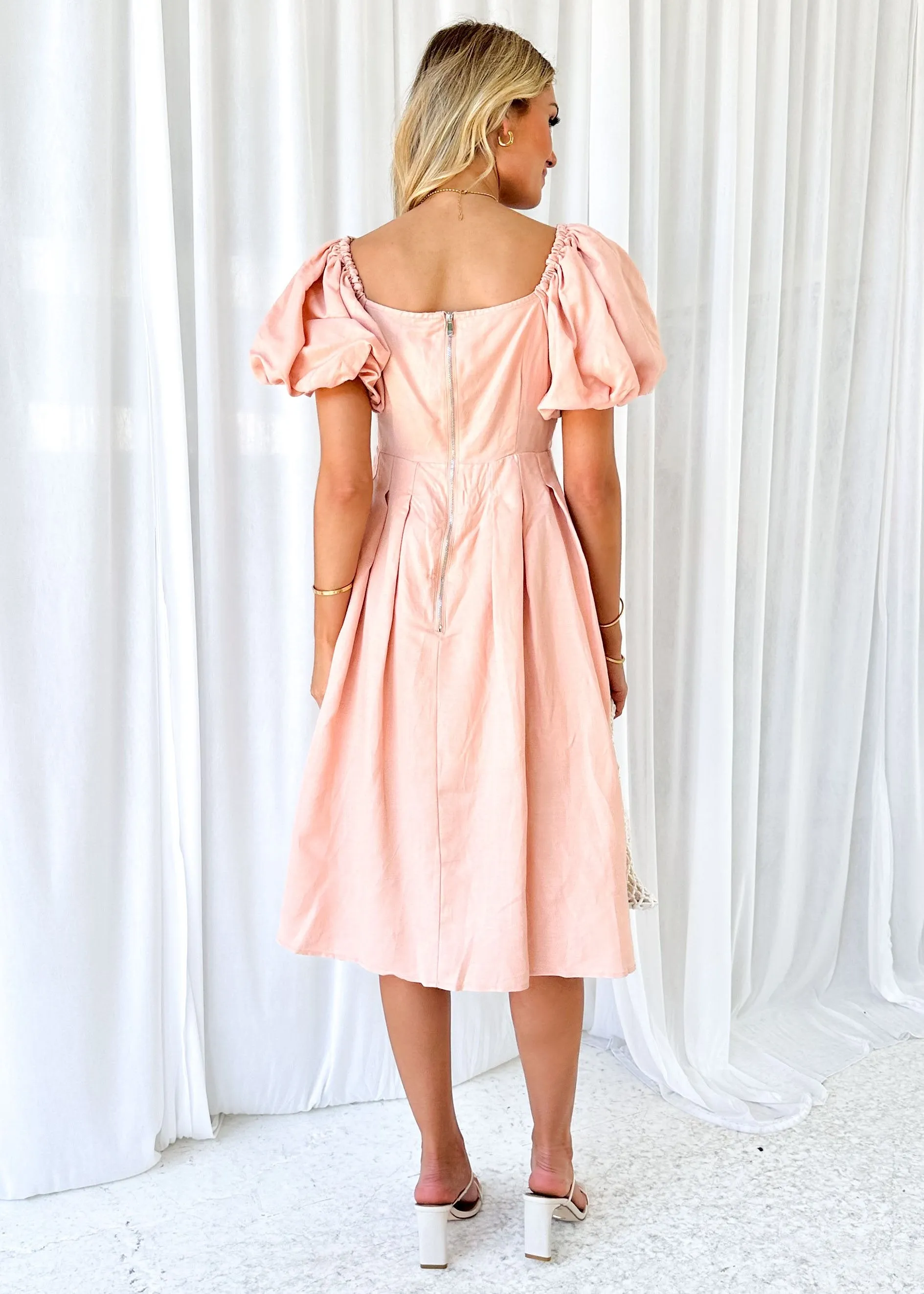 Tista Off Shoulder Midi Dress - Peach sold by Gingham & Heels product image thumbnail 5